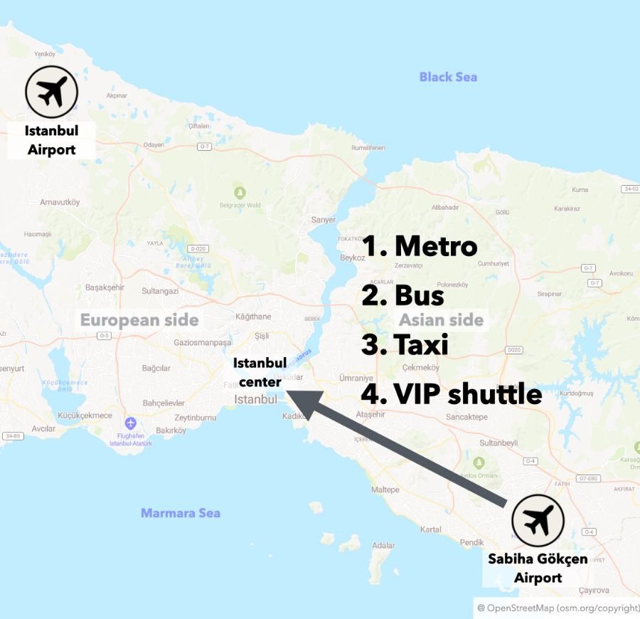 1 Options to get from Sabiha Gökçen Airport to the city center