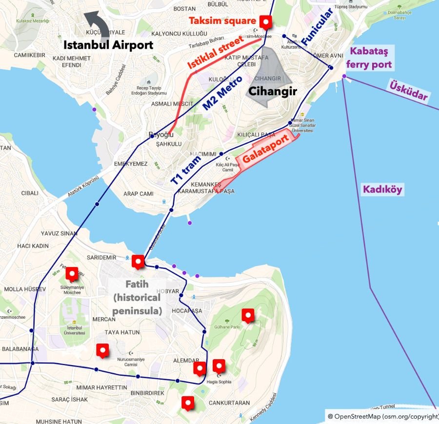 3 Cihangir neighbourhood: Public transportation options