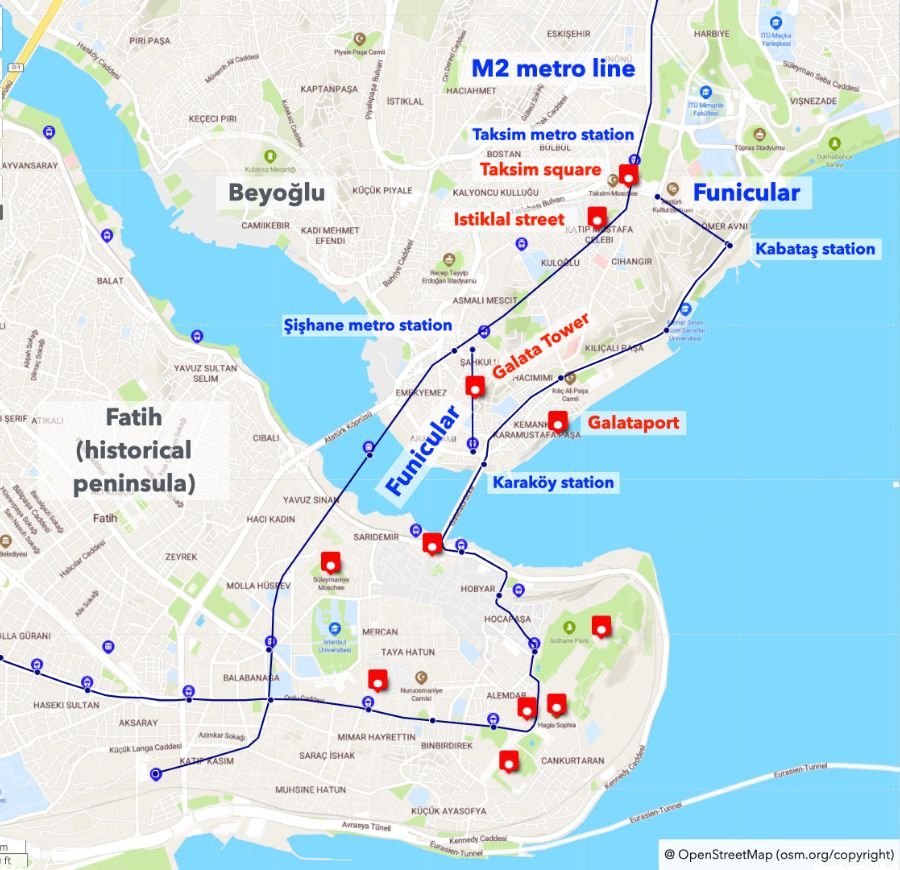 3 How to get to Taksim square in Istanbul via public transportation