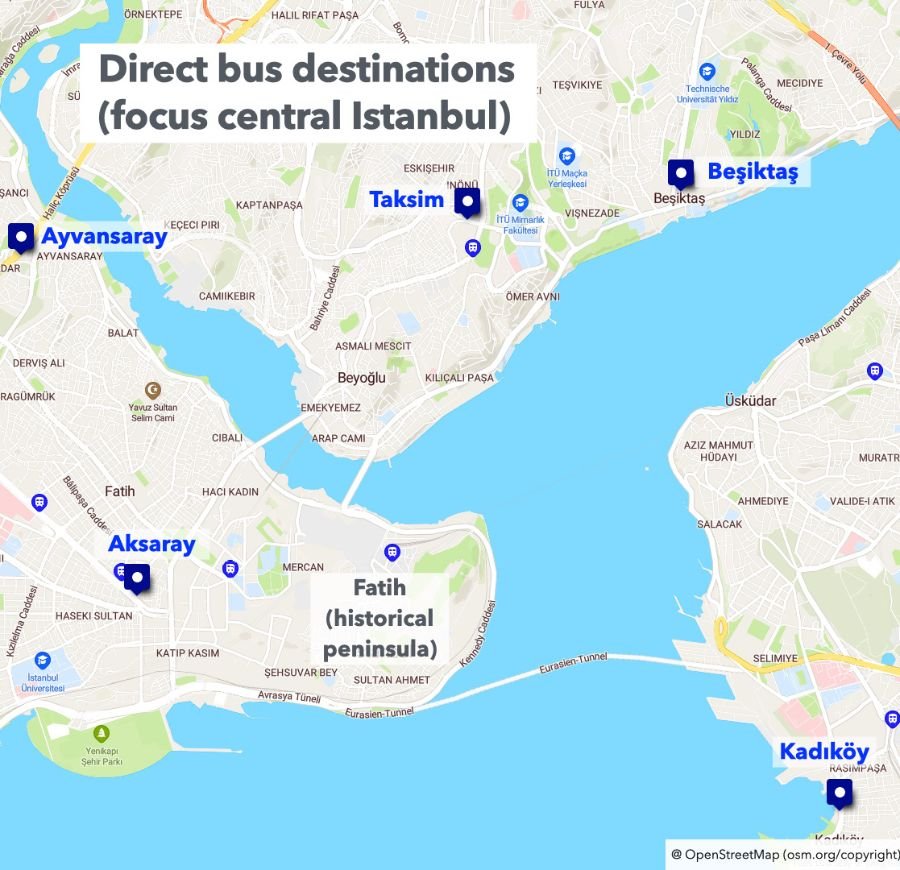How to get from Istanbul Airport to the city center via bus
