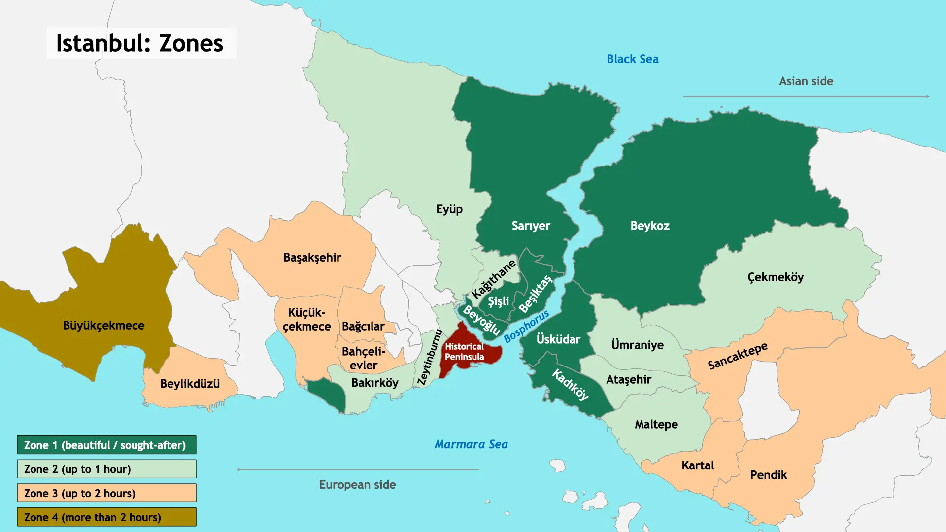 Zones in Istanbul - where to buy an apartment in Istanbul